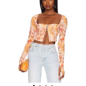 Revolve / AFRM crop top with mesh sleeve XS